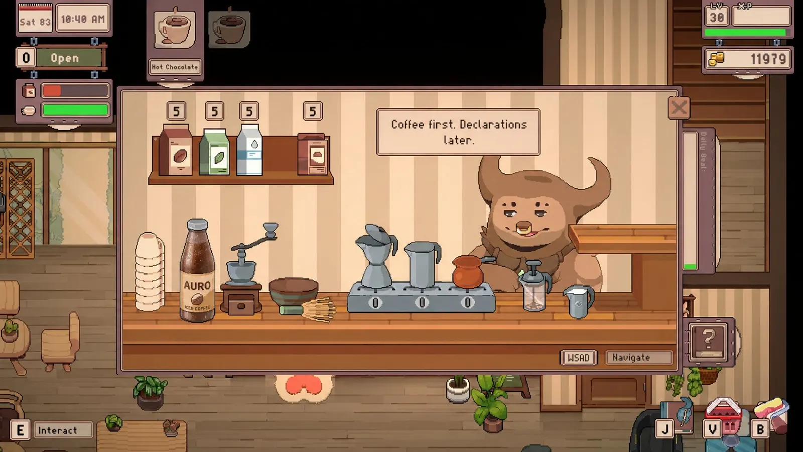 Cosy café sim — Counter placement (3D)