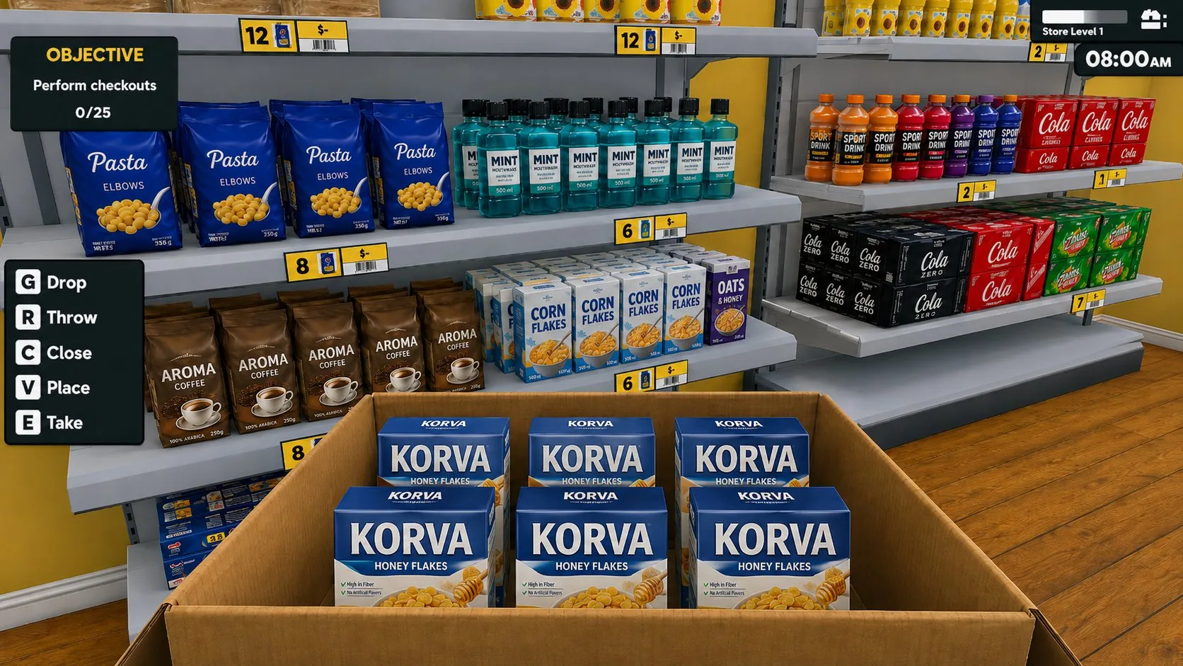 Supermarket sim — On-shelf placement (3D)